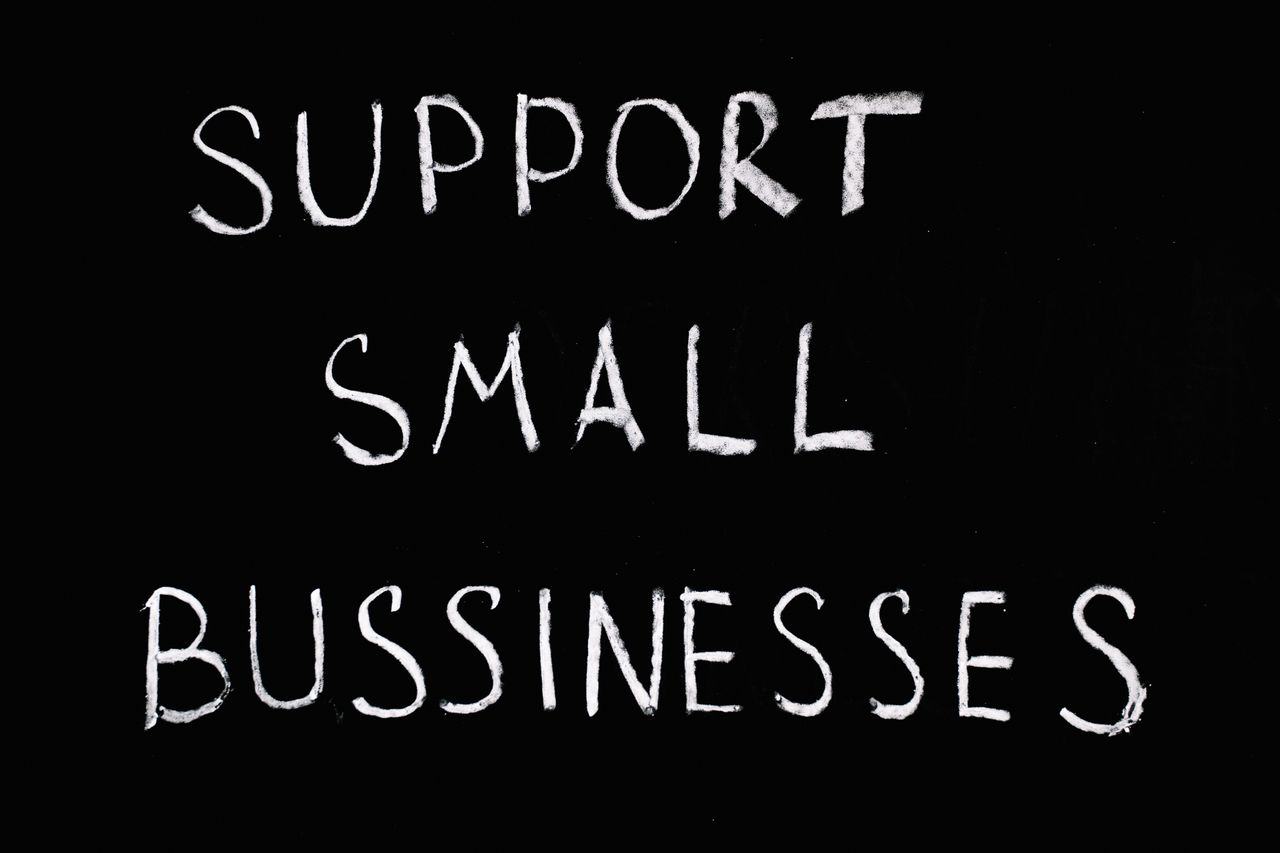 Mastering the First Impression: Your intriguing post title goes here Inspirational chalkboard text 'Support Small Businesses' on black background.